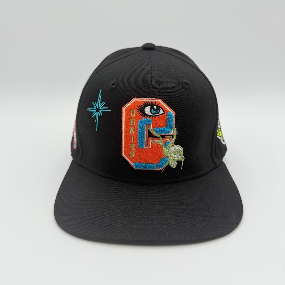 Cookies Hat Adult Black OS Snapback Embroidered Graphic Skull, Flowers NWOT